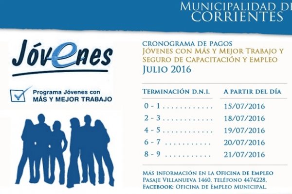 Cronograma de pago de Jóvenes con más y mejor trabajo y Seguro de capacitación y empleo