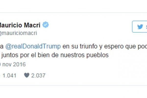 Macri felicitó a Donald Trump tras el triunfo en Estados Unidos