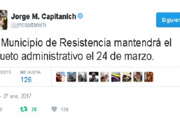 Capitanich anunció que Resistencia no cambiará el feriado por el Día de la Memoria por la Verdad y la Justicia