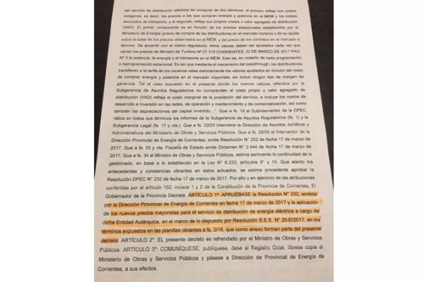 Corrientes: El Gobierno aprobó la nueva tarifaria de Dpec sin especificar los costos del servicio