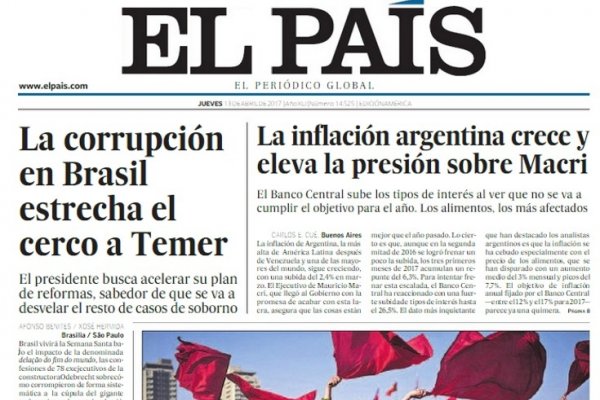 El País de España le dedicó una dura tapa a Macri por la inflación