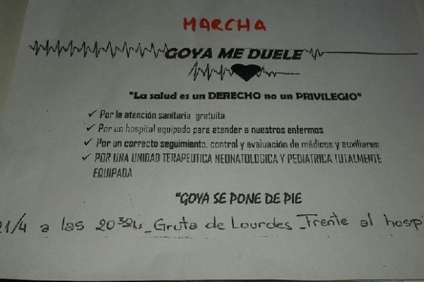 Proliferan las protestas de vecinos: Convocan a una marcha exigiendo mejoras en el hospital de Goya