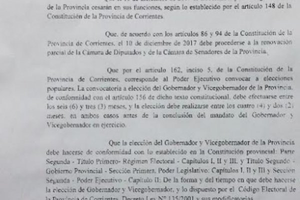 Corrientes: El 8 de octubre se elige Gobernador y Legisladores