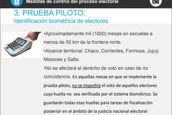 En Corrientes, harán una prueba piloto con identificación biométrica de electores