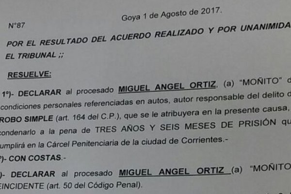 Condenado a tres años y seis meses de prisión por robar una moto