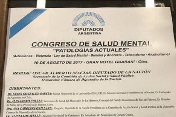 Invitan al Congreso de Salud Mental que se realizará en Corrientes