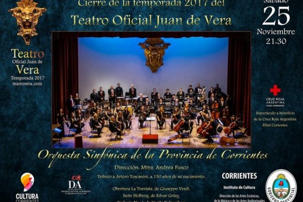 Orquesta Sinfónica: anuncian presentación a beneficio de la Cruz Roja