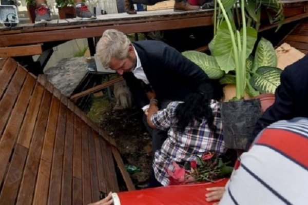 Se derrumbó parte del restaurante de Margarita Barrientos durante la inauguración