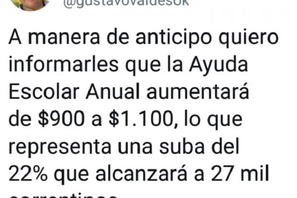 Valdés adelantó sobre los aumentos salariales y la ayuda escolar