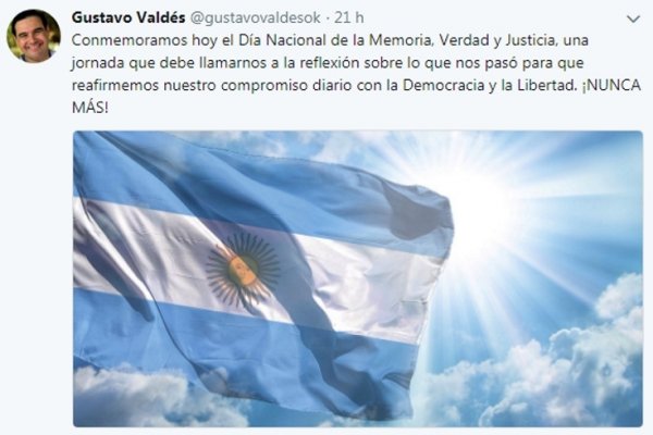 El tweet de Valdés y otros referentes del país sobre el 24 de marzo