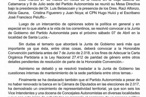 Autonomistas van por una reforma para incluir la paridad de género en el partido