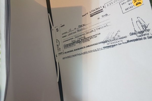 Un supuesto cheque falso por 235 mil pesos desató un duro cruce en San Roque