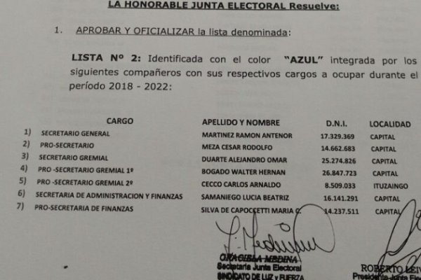 Conflicto en Luz y Fuerza: no otorgan permisos para campaña a candidatos opositores