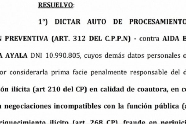 Conocé el fallo que dispone el procesamiento de Aida Ayala y Jacinto Sampayo