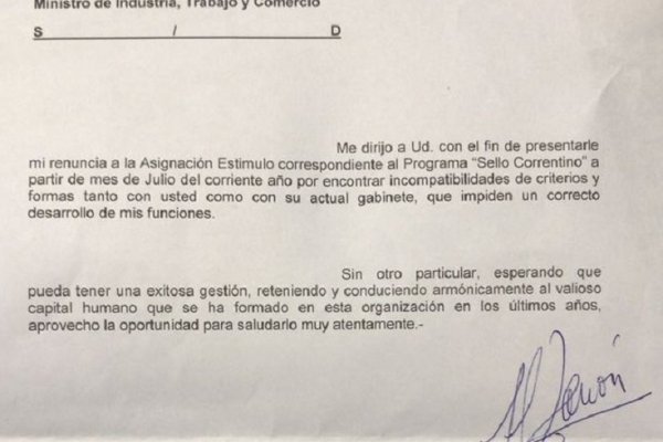 Funcionaria de Industria aclaró sobre su renuncia en Sello Correntino