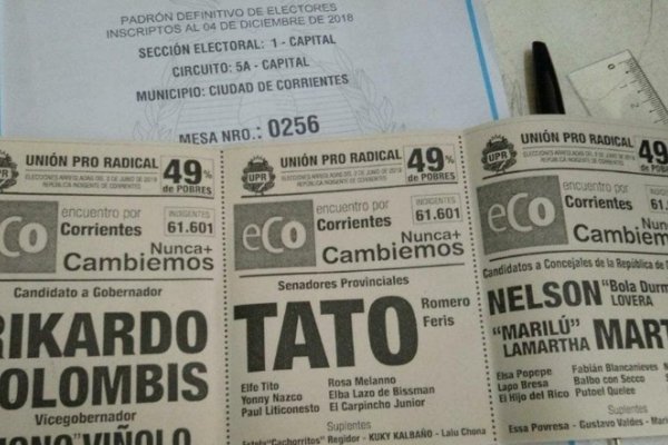 Insólito: Encontraron boletas apócrifas con Tato y Rikardo Colombis como candidatos