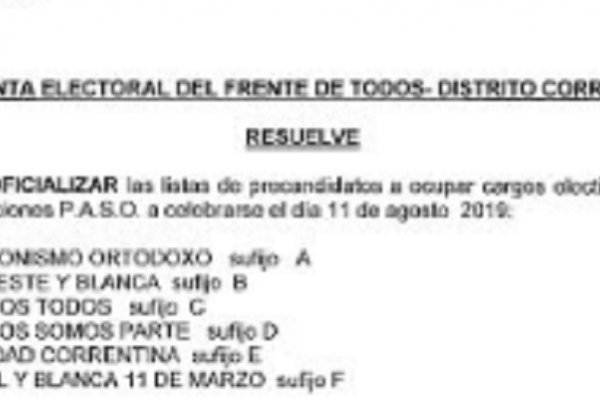 Ocurre Ahora: La Junta Electoral oficializó el Frente Vamos Todos