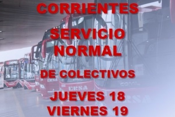 Este jueves y viernes hay servicio de colectivos en Corrientes