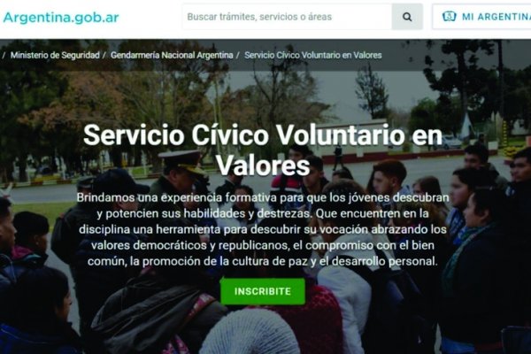 Hay 9 mil inscriptos para el servicio cívico voluntario