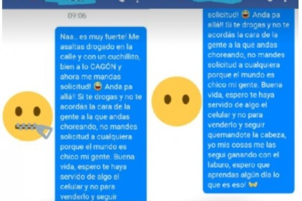 Le robó hace 6 años amenazándola con un cuchillo y hoy le mandó una solicitud de amistad