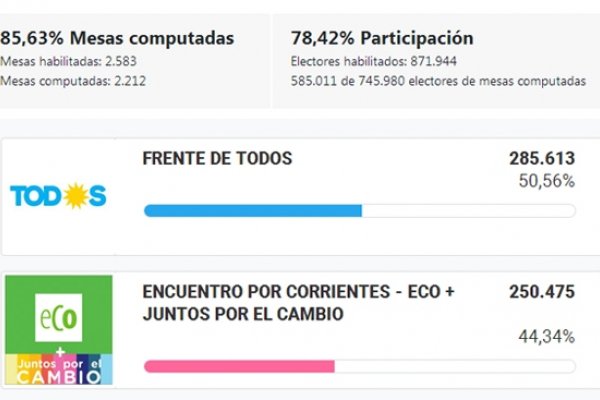 Corrientes: Marcado corte de boletas en diputados nacionales