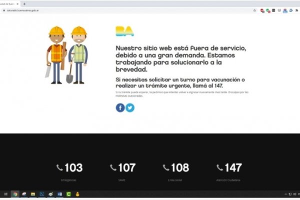 Colapsó la web para sacar turno para mayores de 80 años para la vacuna contra el coronavirus en CABA