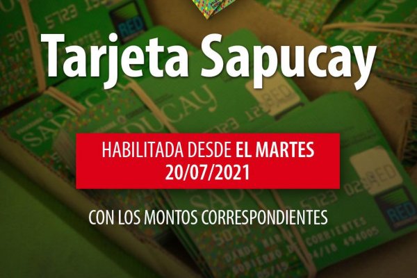 Desde este martes 20 se habilitan las tarjetas Sapucay