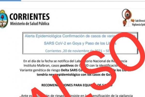 Alerta por fake news sobre casos Delta en Corrientes