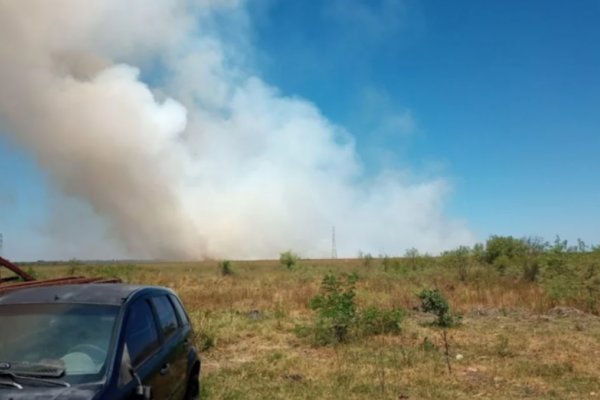 Bomberos trabajan para sofocar un incendio en zona de Ruta 5