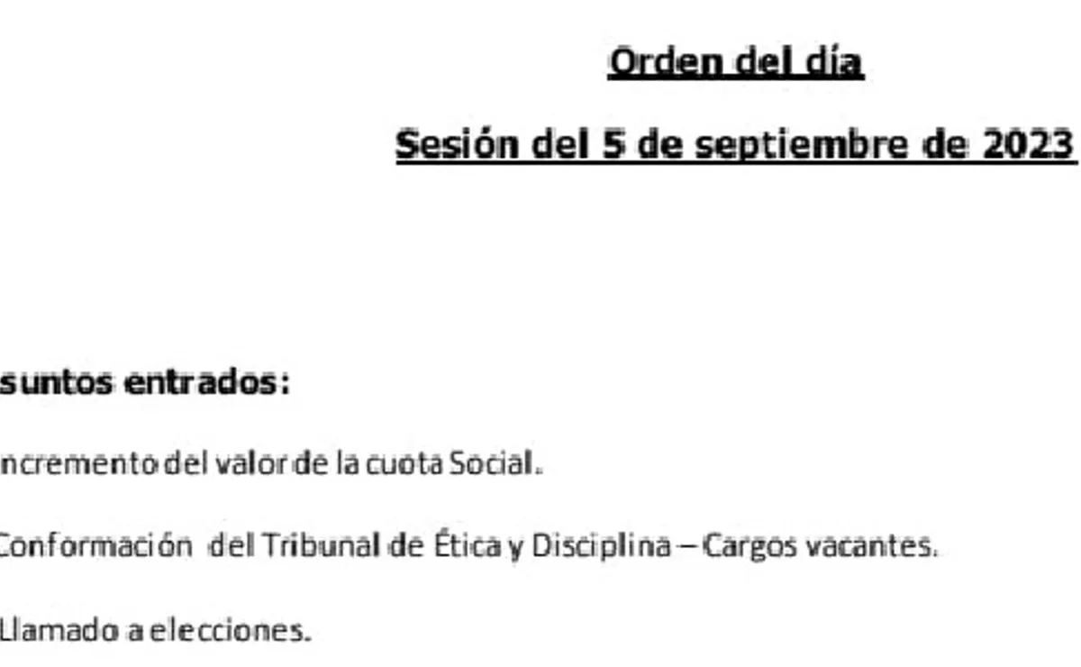 El llamado a elecciones, en el orden del día de la CD