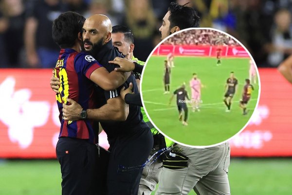 La impresionante corrida del guardaespaldas de Messi para defenderlo de un fan (VIDEO)