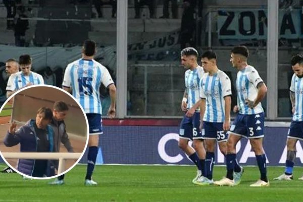 VIDEO | Los insólitos gestos que le hizo un ayudante de Gago a los hinchas de Racing tras el papelón con Huracán