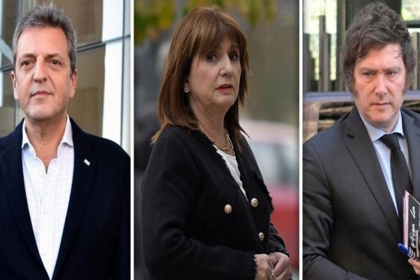 Javier Milei, Patricia Bullrich y Sergio Massa miran a la Justicia