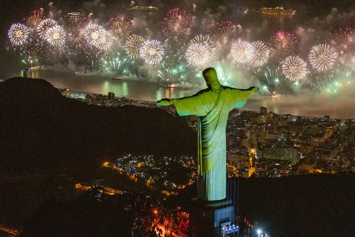 Fin de año desde el mar en Río de Janeiro