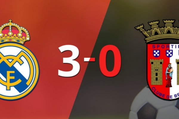 Tranquila victoria de Real Madrid por 3 a 0 frente a SC Braga