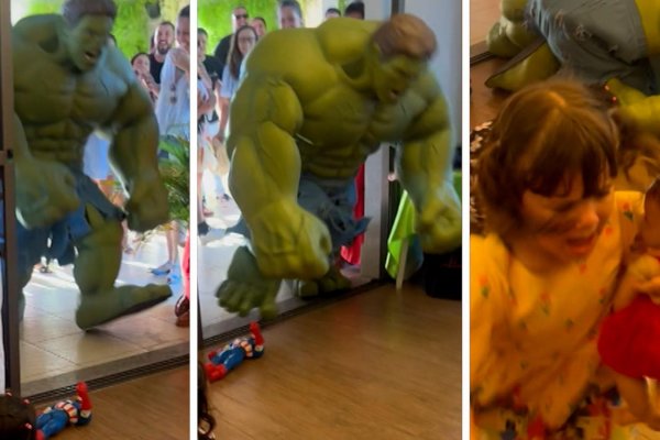 Mira a Hulk hacer una no tan increíble entrada en una fiesta de cumpleaños infantil