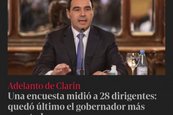 Una encuesta difundida por Clarín da último al gobernador de Corrientes