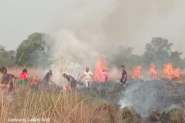 Corrientes: vecinos y policías apagaron un incendio sin ningún tipo de equipos de protección