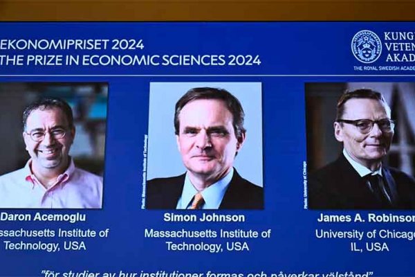 Tres galardonados comparten Premio Nobel de Economía 2024