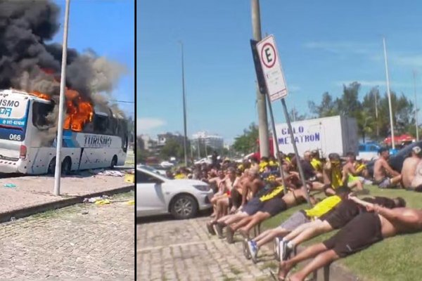 Más de 200 detenidos y un colectivo incendiado: graves incidentes entre hinchas en la previa de Botafogo-Peñarol