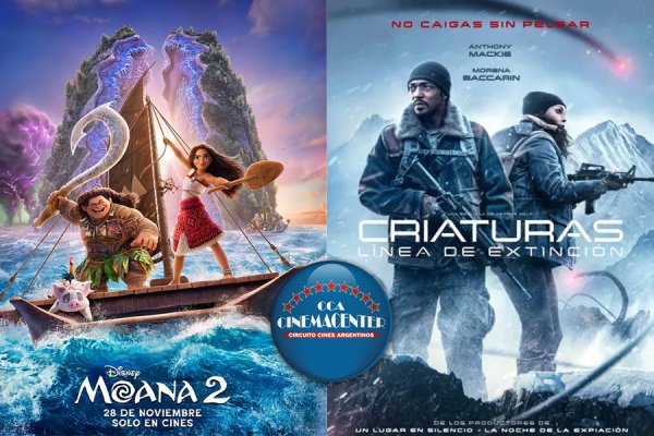 Cinemacenter: Moana 2 y Criaturas: Línea de extinción: lo que llega al cine.